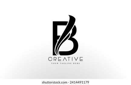 Letter B Logo Design Vector with Curved Swoosh Lines and Creative Look
