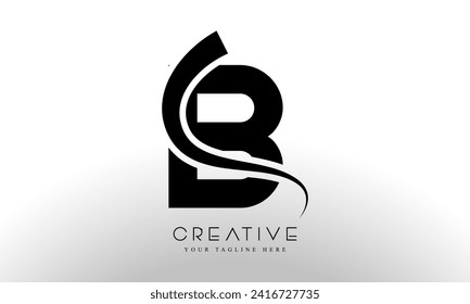 Letter B Logo Design Vector with  Swoosh Line and Creative Look.