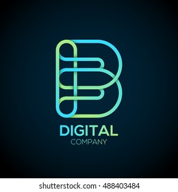 Letter B Logo Design.Linked shape circle symbol,Digital,green blue