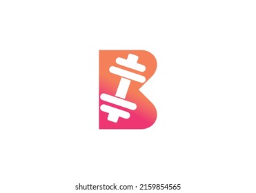 Buchstabe B-Logo mit Hantel-Symbol-Negativraum