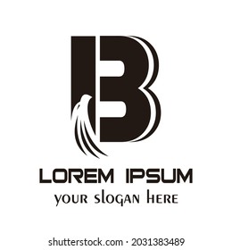 letter B logo with eagle head silhouette, bird shape logo, growth, modified letter A, simple, clean and elegant.