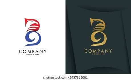 Letter b logo with eagle head in minimalist style