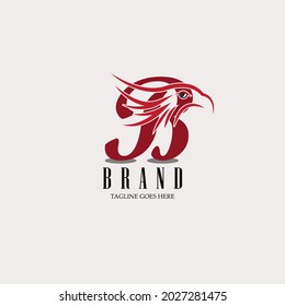 Der Buchstabe B Logo und der Adler. Rot. Brief und Tierlogo. Vogellogo