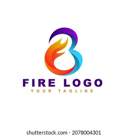 logotipo de letra b con concepto de elemento y incendio.