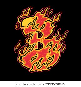 Letter B logo in flames style vector