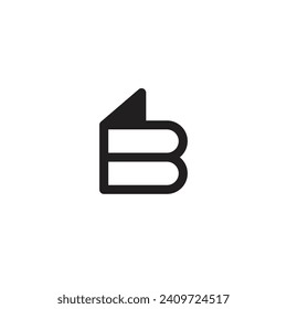 Logo de la letra B doblado como un libro con fondo en blanco