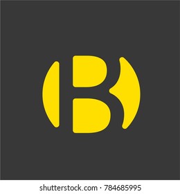 letter B logo with gold color