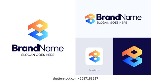 Letter B logo with gradient color, initial BP PB Logo Monogram design vector illustration, simple modern sign symbol