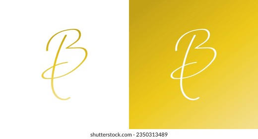 Buchstabe B-Logo mit handgezeichnetem Stil in gelbem Farbverlauf