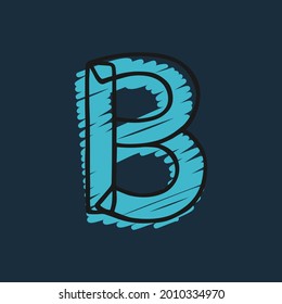 Letter B logo hand-drawn with felt-tip and marker strokes. Perfect to use in any comic strip pages, preschool posters, cute identity, etc.
