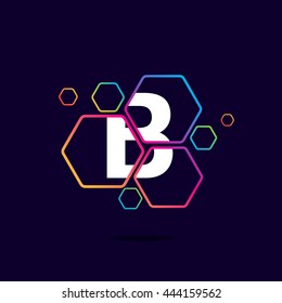 Letter B logo in Hexagon pattern. Colorful vector design for banner, presentation, web page, app icon, card, labels or posters.