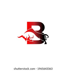 Letter B logo icon with bull design symbol template vector