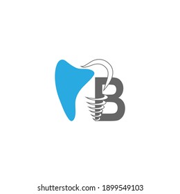 Letter B logo icon with dental design illustration vector 