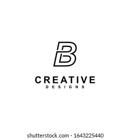 Elemento de plantilla de diseño de icono del logotipo de la letra B. blanco y negro