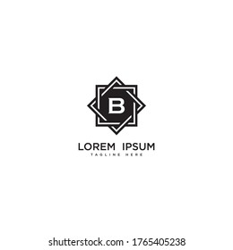 Diseño del icono del logotipo de la letra B. Logotipo de borde de joyería de lujo. Imprimir símbolo de marca de marca de las iniciales del monograma