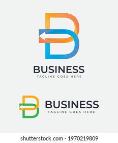 Letter B logo icon Design with arrow Vector 