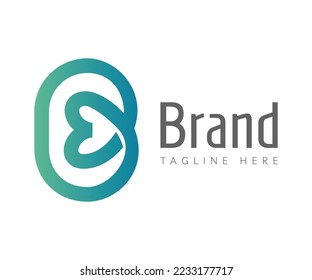 Letter B logo icon design template elements. Gradient initial letter B logo and heart icon stylized, trendy line style. Usable for Branding and Business Logos.