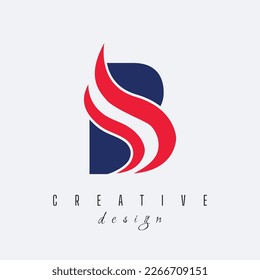Letter B Logo Icon Design and Creative Cut Curved Shape Vector Illustration
