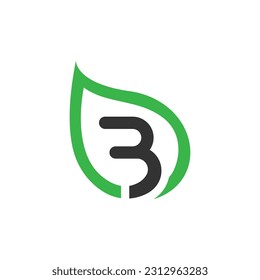 Plantilla de diseño de icono del logotipo de la letra B con frutos de hoja. 3 logotipo