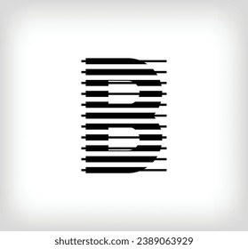 Letter B logo icon design, vector illustration. B letter formed by a combination of lines. Creative flat design style.