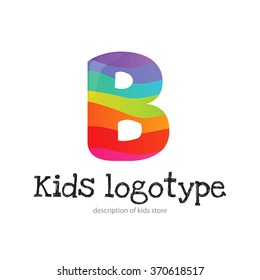 Letter B logo icon design template elements. Kid style logotype and font
