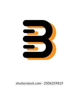 Letter B Logo Icon with Dynamic Gradient in Black and Orange