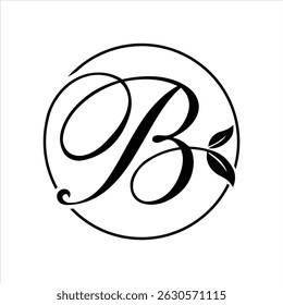 letter B logo icon with leaf