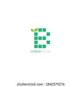 Letter B logo icon with leafs on squares design vector