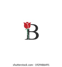 Letter B logo icon with rose design vector illustration