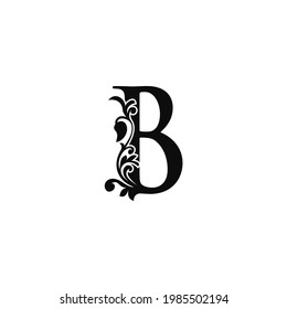 Plantilla de icono del logotipo de la letra B. El diseño de vectores en blanco y negro gira en torno a un elegante estilo decorativo.