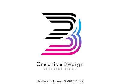 Letter B logo icon vector made of lines. Creative B Design alphabet lettering  Illustration