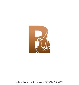 Letter B with logo icon viking sailboat design template illustration