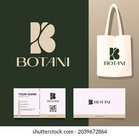 Identidad del logotipo de la letra B. Logotipo Floral Inicial B Identidad simple y plana del logotipo Mínimalista Resumen Vector de logotipo premium para empresas, moda, perfume, marca natural. Tarjeta de visita gratuita