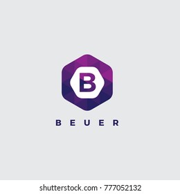 Letter B Logo Illustration Template. With Hexagonal shape. Polygonal style on white background