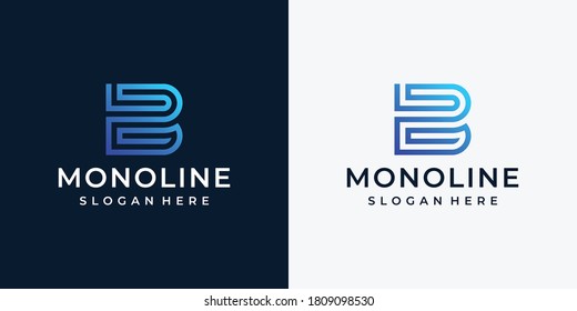 Letter B Logo Illustration Vektorgrafik in Linie Art Stil. Gut geeignet für Markenbildung, Werbung, Ikone, Technologie und Visitenkarte