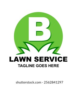 Letter B Logo or initial B. Lawn care and service isolated logo vector. Lawn or gardening business design template logotype. Home service