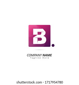 letter B logo inside a square with origami concepts and dot element. Design vector illustration logo for company
