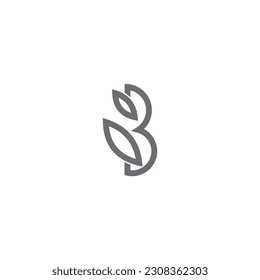 letter B logo with leaf combination