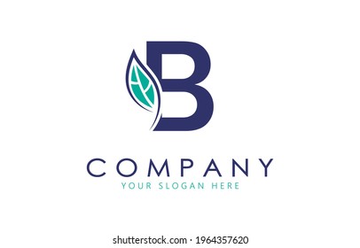 Letter B logo with leaf. Creative logo design.