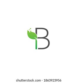 Letter B logo leaf digital icon design concept vector