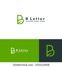 Letter B logo, leaf icon design vector