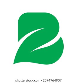 letter b logo as a leaf, simple and clean