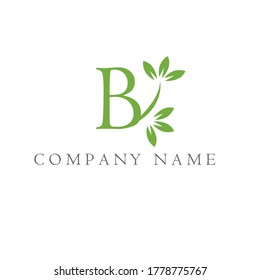 el logotipo de la letra b y las hojas