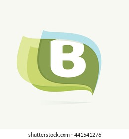 Letter B logo in leaves or flags icon. Colorful vector design for banner, presentation, web page, app icon, card, labels or posters.