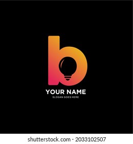 letter B logo and light bulb. vector illustration of letter B with space negative concept lamp