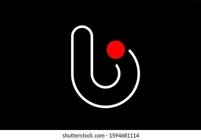 letter b logo line black background alphabet design icon for business with red dot. Suitable for a company logotype