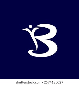 Letter B logo with man icon for company and branding
