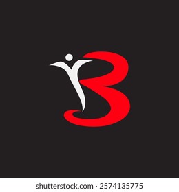 Letter B logo with man icon for company and branding