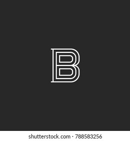 Letter B logo medieval monogram. Initial for business card simple emblem. Creative linear mark minimal style art design.