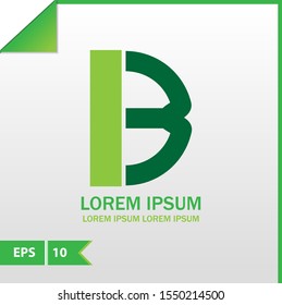 Letter B Logo modern green color for the business, icon or font .  Letter B Design Vector. isolated on the gray gradien background 
